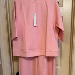 Pink Scuba Material Short Sleeve Top and Pants Set Size M Photo 0