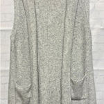 Tahari Gray Wool Blend Long Sleeveless Vest Cardigan Sweater hood Large Photo 0