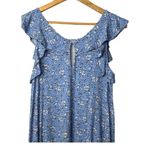 Loft  Floral‎ Ruffle Sleeve Dress Blue White Sleeveless Summer Women Size Small Photo 7