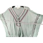 Shirahleah Beach Cover Up Womens OS Mint Green Embroidered Boho Tunic Shirt Top Size L Photo 5