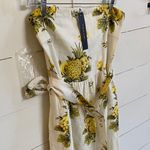 Tahari Pineapple Linen Blend Pineapple Strapless Midi Dress 8 NWT Photo 8