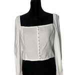 Forever 21 Corset Crop Top Women L White Long Sleeve Square Neck Coastal Cowgirl Photo 3