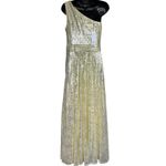 NWT Kate Kasin One Shoulder Maxi Dress‎ Sz 6 Gold Sequin Bridesmaid Evening Prom Photo 2