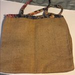 MULTICOLOR FLORAL TAPESTRY JUTE TOTE BAG FLORAL DESIGN CLOTH HANDLES/INTERIOR Tan Photo 9