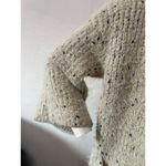 En Creme Anthropologie chunky bell sleeve sweater S/M fuzzy metallic winter cozy White Photo 9