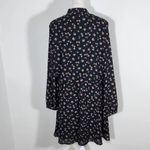 H&M Divided Black Floral Mini Dress with Neck Tie Size 14 Wedding Guest Dress Photo 4