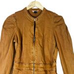 Universal Threads Universal Thread Denim Full Zip Puff Sleeve Mini Dress Womens XS Brown Utility Photo 2