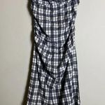 Free People NWOT  Brandie Plaid Midi Dress Women's L Strapless Slit Black White Photo 4