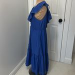 Summersalt  Coastal Poplin Ruffle Neck Midi/Maxi Dress Blue Photo 4