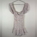 Kiss the Sky Floral Puff Sleeve Lace-Up Mini Dress Photo 1