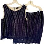 Karl Lagerfeld Navy Crochet 2 Piece Set Top and Skirt, Size 16 Photo 0