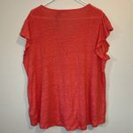 Rachel Zoe NWT Linen Short Flutter Sleeve Top Coral Orange Pink 3X Photo 4