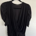 EUC 21 Saints Ruffled Sleeve Black Bodysuit sz S Photo 2