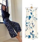 Aritzia Wilfred Cropped Slacks Size Small White & Blue Lightweight Trousers Photo 1