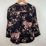 41Hawthorn Floral Blouse S Button Front Career Loose Fit Long Sleeve Lightweight Black Photo 2
