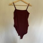 Old Navy Womens Ribbed Burgundy Bodysuit Spaghetti Straps Snap Closure Medium Photo 6