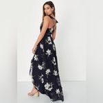 Lulus Lulu’s All Mine Navy Blue Floral Print High-Low Slit Wrap Maxi Dress Photo 1