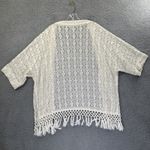 American Eagle  Crochet Fringe Kimono Ivory Boho Festival Cover Up Women's XS Photo 1