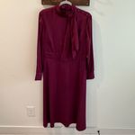 Alexia Admor NWT Brooklyn Mock Neck Satin Midi Dress in Cranberry Size 12 Photo 1