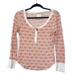 Victoria's Secret Victoria’s Secret Vintage Orange & White Snowflake Thermal Pajama Top Photo 0