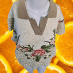 Maggie Barnes Vintage‎ Claudia Barnes Floral V Neck Collared Sweater Size Large Photo 0