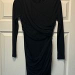 Alice + Olivia Goddess Elegant Black Dress Long Sleeve Cutouts Size 6 100% Silk Photo 2