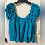 Susana Monaco  Teal Ruffled Blouse NWT Small Photo 1