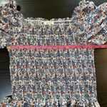 Max Studio  Prairie Dress‎ Floral Puff Sleeve Square Neck Smocked A-Line Large Photo 5