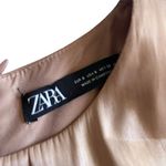 ZARA Copper Gold Shimmer Gigot Short Sleeve Long Cocktail Midi Dress Size Small Photo 5