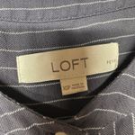 Loft  Petite XSP Women’s Navy Blue Pinstripe Button Front Blouse Long Sleeve Top Photo 7