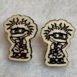 Nickelodeon Rugrats Chuckie Wood Stud Earrings Photo 2