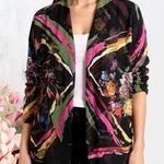 FUZZI Tulle Kimono Italian Watercolor Floral Print NWT~ Rare Find! Black Size L Photo 0