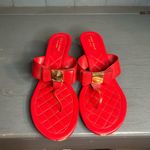 Cole Haan  Sandals Thong Leather Flat Bow Quilted Footed Tali Signature, 8.5 Red Photo 4