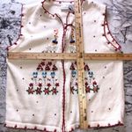 kim rogers Kim Rodgers White Beaded Reindeer Snowman Ugly Christmas Sweater Vest Medium Photo 4