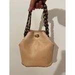 Handmade Tan Leather Bucket Bag | Shoulder or Crossbody with Acrylic Chain Strap Photo 3