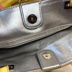 Nine West Ava Faux Leather Tote Bag Purse Floral Laser Cut Design Yellow Silver Photo 9