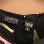 Liz Claiborne  Vintage Tropical Floral Button Back Linen Blend Dress Black‎ 4 Photo 2