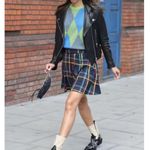 Reformation  Houndstooth Mini Skirt Size 12 Neutral Plaid Photo 11