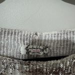 FREE PEOPLE PRINTED GOLD RUSH LONG SLEEVE ALABASTER COMBO SEQUIN TOP Size M Silver Size M Photo 5
