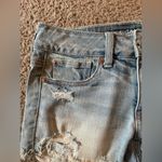American Eagle  Shortie Distress Blue White Washed Denim Jean Shorts Lace Pockets Photo 5