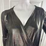 EXPRESS  Womens Gold Metallic V-Neck Long Sleeve Bodysuit Top Size XSmall. #361 Photo 8