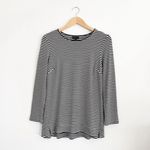 J.Jill Wearever Tunic Sweater Top Stripe Black White Staple Mature Size M Petite Photo 3