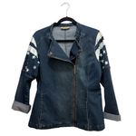 Women’s Blue Jean Jacket with Star Patterns Size M Photo 3