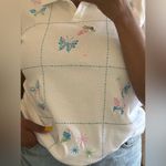Blair  Coquette Core embroidered Butterfly Top Pastel Short Sleeve Size M Photo 1