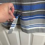 Calvin Klein Blue/Gray/White Striped Sheath Dress with Silver Belt, Size 10 Photo 11