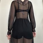 Sheer Black Lace Floor Length Tie Front Gown Size L Photo 3