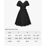 NEW Short Puff Sleeve A Line Swing 1950s Vintage Cocktail Dress Belted M Black Size M Photo 4