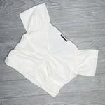 ZARA  White Off the Shoulder Ruched short sleeve Crop top size large Photo 0