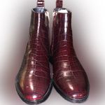 Club Monaco Trycia Dark Burgundy Crocodile Leather Ankle Boots 36 Made In Italy Photo 7