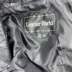 Leather Works Vintage  Black Patchwork Leather Waist Tie Jacket Photo 6